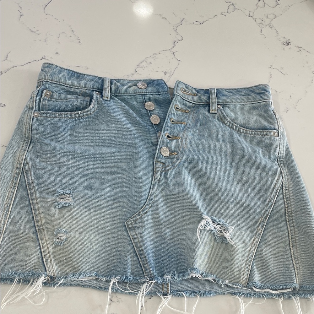 Stylish Denim Button-Up Mini Skirt